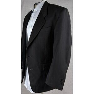 Monsieur Givenchy Mens Black Pinstripe Two Button Blazer Jacket 40R